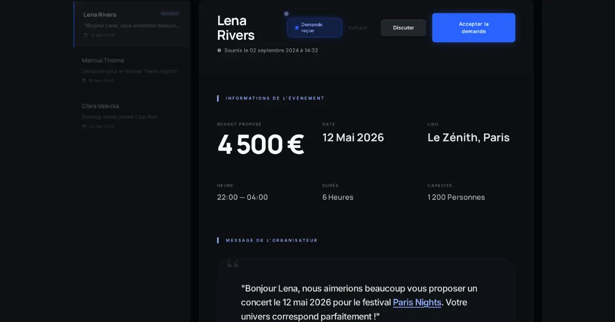 Booking interface preview