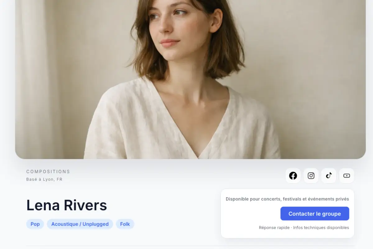 Aperçu de page concert BandCopilot